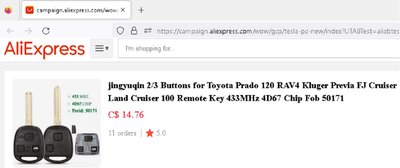 Toyota Prado, FJ Cruiser, Land Cruiser Remote Key Chip Fob.jpg